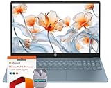 HP Business Laptop Computer, 15.6' HD LED Display, Intel N200 Processor, Windows 11 S Laptop 32GB RAM 128GB UFS, 1-Year Microsoft Office 365, Numeric Keypad, SageNova Earphones, Moonlight Blue