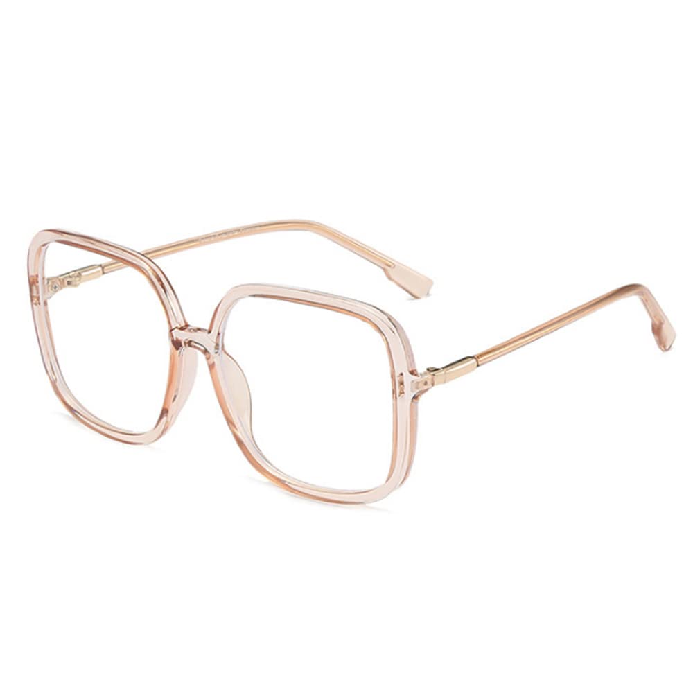 Gafas de bloqueo de luz azul con marco cuadrado de gran tamaño para mujeres/hombres, lentes antifatiga ocular para computadora L3000A (transparente Tawny)