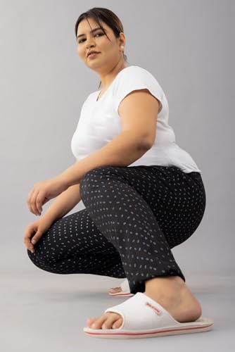 Image of CUPID Women's Plus Size Cotton Printed Pajamas, Nightwear, Lounge Wear, Walk Wear Lowers, Regular Fit Track Pants for Ladies M to 7XL