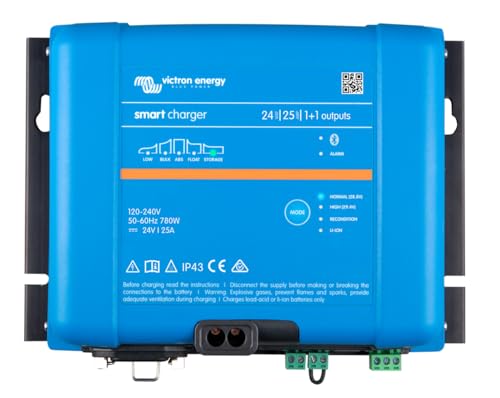 Victron Energy Smart IP43 24-Volt 25AMP 120-240VAC, (1+1) Output Battery Charger with Bluetooth