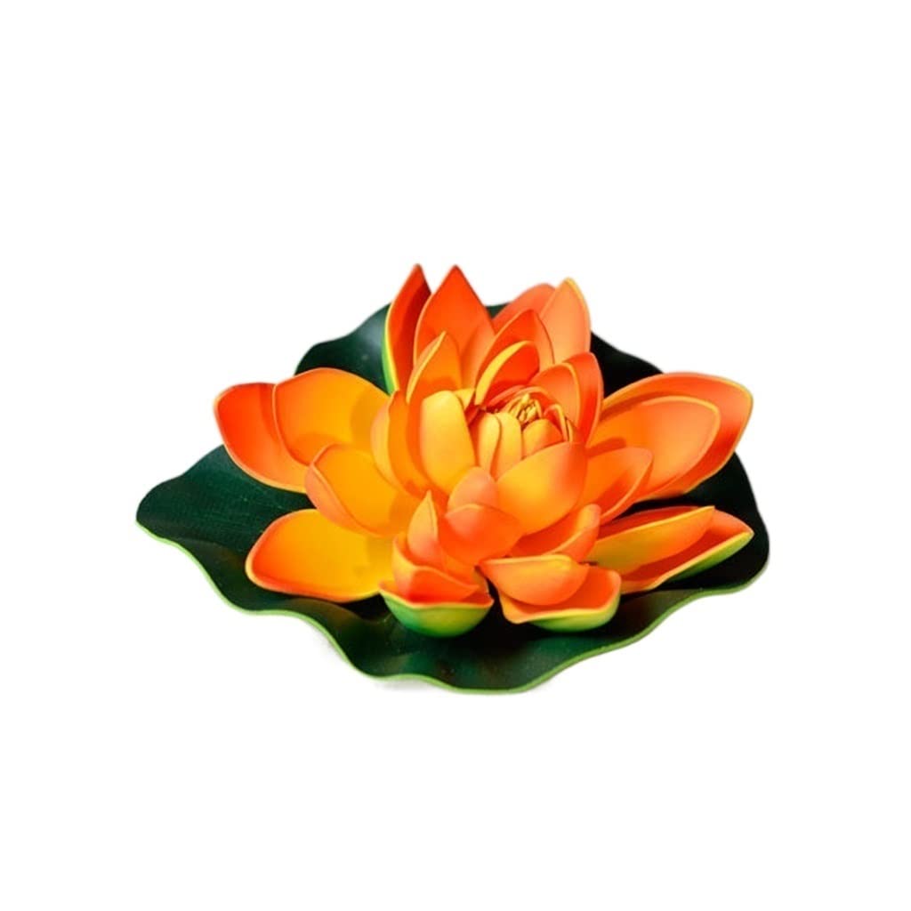 ADERFETBI Fake Plants Artificial Flowers Lotus Realistic Water Lily Pads Leaves Floating Foam Lotuses For Garden Koi Fish Pond Aquarium Pool Decor Artificial Flowers(A)