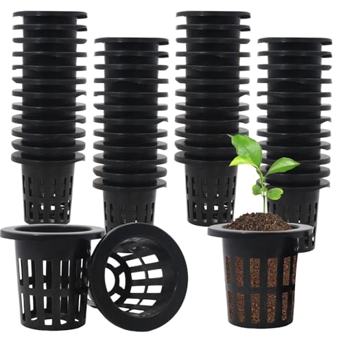 KKLM 水耕栽培鉢 定植かご プラスチックメッシュポット 水耕栽培ポット 50個セット 水耕栽培や庭園で便利に使用可能 軽量で移動しやすい や花の栽培に最適 有機栽培向け 苗を運ぶのも楽々 使いやすい植物育成用の器具