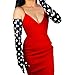 DooWay Polka Dots Gloves 70CM 27 inches Super Long Faux Patent Leather Shiny Wet Look Black with White Dots Opera Glove for Cosplay Fashion Costume