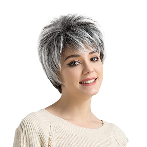 DYNWAVE 1 peça de perucas de corte Pixie de 25,4 cm, perucas curtas de cabelo sintético para mulhere