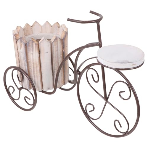 DIYEAH Support de Plante pour Vélo en Fer Forgé Vintage Jardinière Métallique Blanche Double Pot de Fleurs Présentoir Décoratif pour Balcon Jardin et Intérieur Support Créatif et