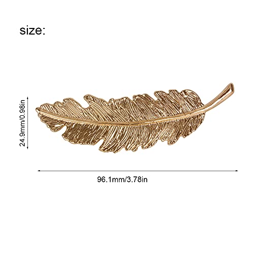 2 Pcs Vintage Alloy Feather Leaf Hair Clips Barrettes Hairpin Luxury Hair Comb Clips Women Hair Jewelry (Gold) #TOP1