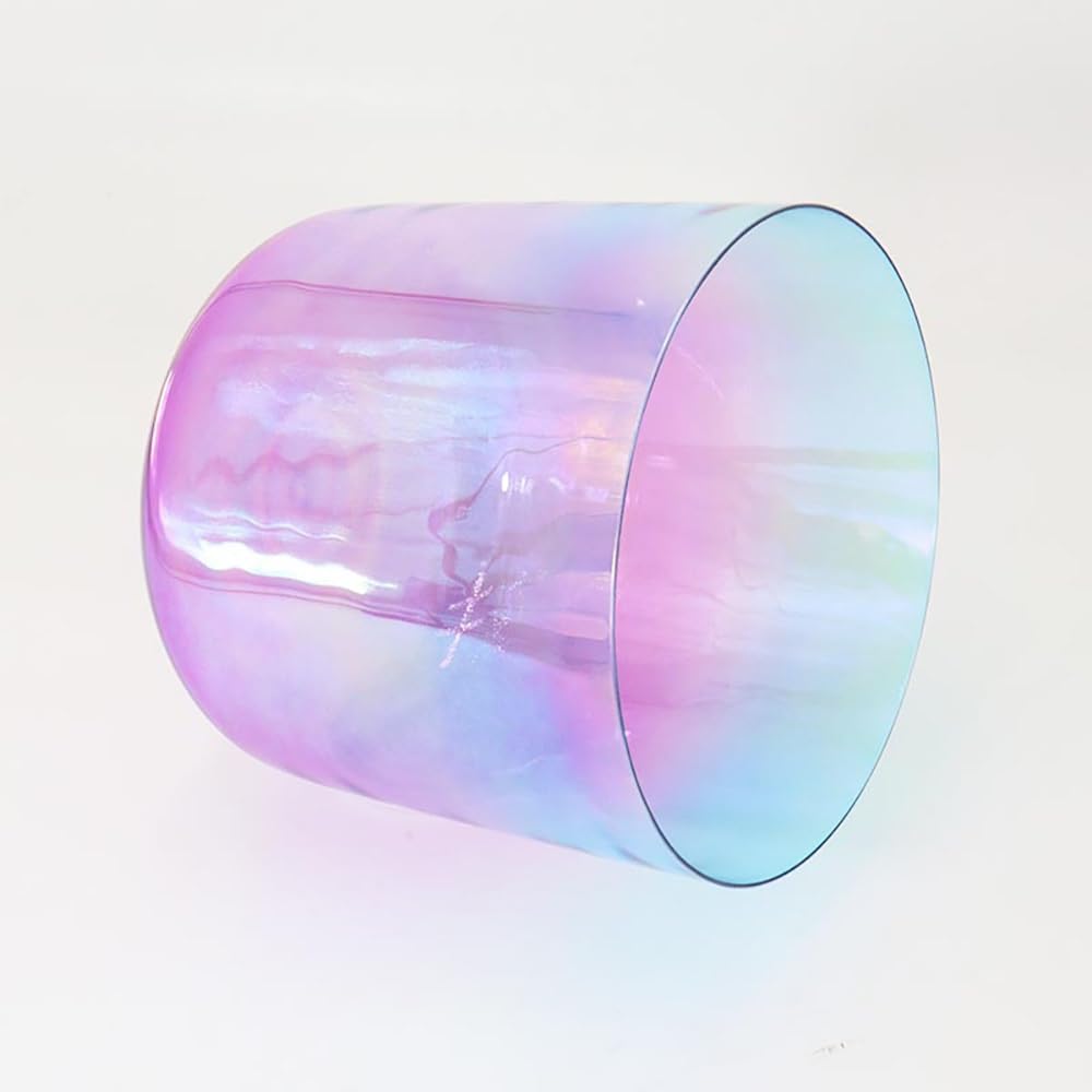 8 Inch Alchemy Crystal Singing Bowl Blue Purple Gradient, Alchemy Chakra Bowl, Gift For Yoga Meditation & Sound Healing, With Free Acrylic Striker & O-ring(C Note)