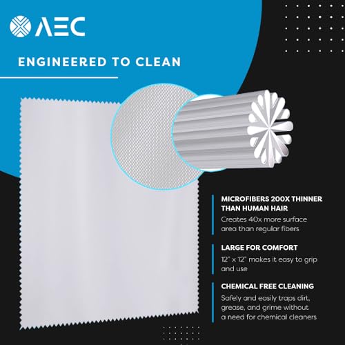 Image of AEC ClearPro Ultra Premium Microfiber Cleaning Cloth for Mobile Screen, Camera Lens, Glasses, Laptop, Tablet & Monitor | Lint-Free, Washable | 12 x 12 Inch (Gray, Pack of 1)