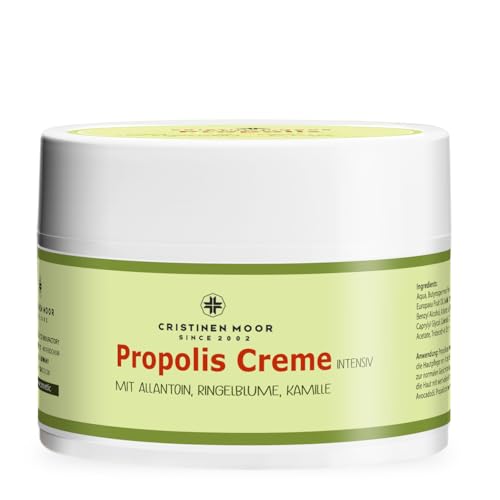 CristinenMoor Crema de propóleo altamente concentrada, 300 ml, extracto de propóleo intenso y altos porcentajes de manteca de karité orgánica, aceite de semilla de cáñamo orgánico y aceite de oliva |