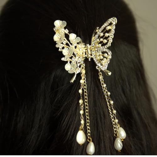 Image of Korean Style Hair Clips For Women - Korean Accessories -With Pearls & Rhinestone - Hair Accessories for Women (1 Pc) Clutcher For Hair (Design -2)