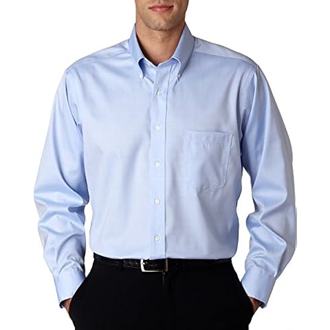 Van Heusen Men's Dress Shirt Regular Fit Non Iron Solid, Blue Mist, XL Cover