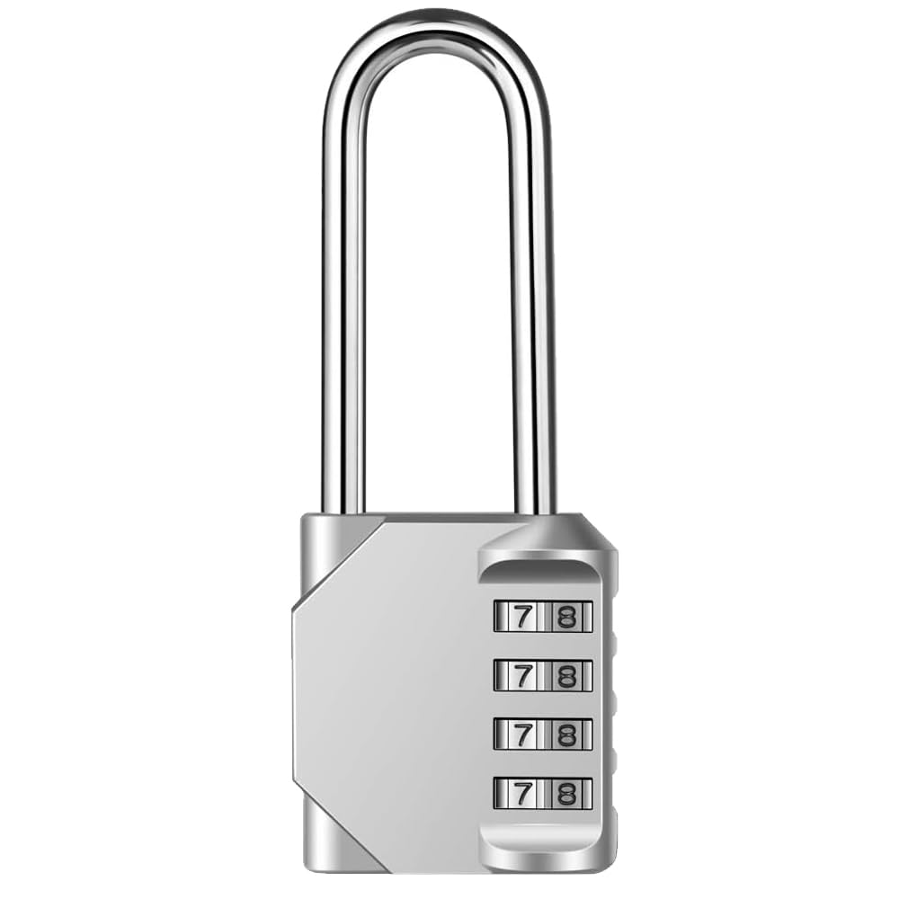 Store2508 Combination Padlock Long Shackle Solid Zinc Alloy Body (Silver 1 Pc) (B0CX18Q7B6) Amazon Price History, Amazon Price Tracker