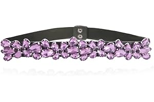 Women Crystal Rhinestone Elastic Waist Beaded Belt