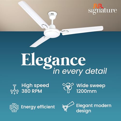 Image of RR Signature MORPHEUS DECO 1S 1200 MM Ceiling Fan For Home|High Speed & High Air Flow | High Energy Efficient | 2 Year Warranty [White]