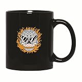 Unique Gift Idea for Men Skull with Tiger Tattoo and Flames for Birthdays and Holidays 11oz 15oz Bla