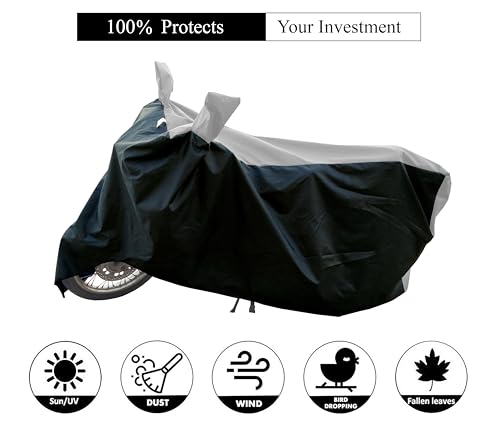 Image of All Season Protection Bike Cover for TVS Jupiter 125 DT SXC Scooty Cover with Water-Resistant and Dust Proof Premium 190T Fabric White Stripe