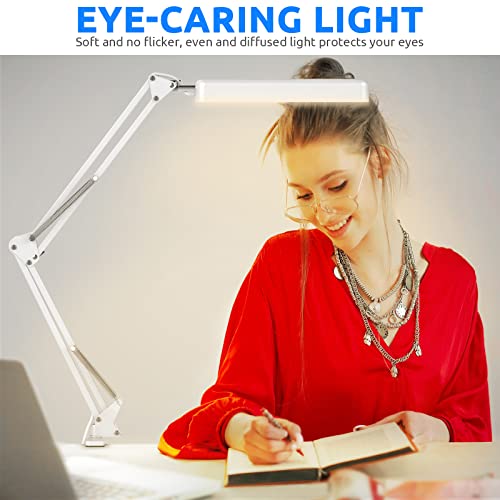 Led Desk Lamp With Clamp - Smart Swing Arm Desk Lamp Fit With Alexa, 12W Adjustable Eye-Caring Desk Light, Architect Desk Lamp With Memory Function/Timer, Table Lamp For Home Office Study Reading #TOP3