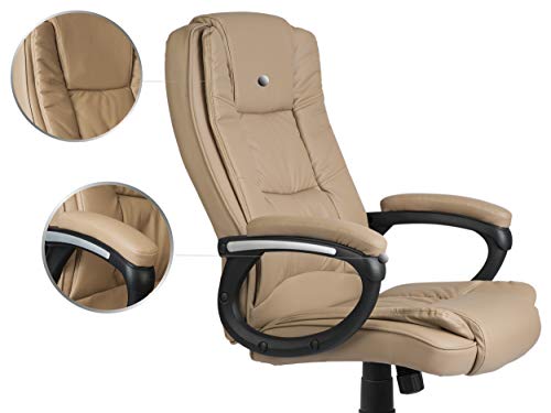 Chaise de bureau pivotante Porto similicuir beige fauteuil de travail réglable - 6