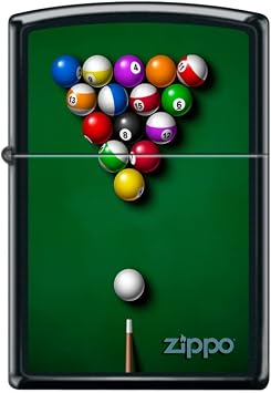 Zippo Lighter-Personalized Custom Message Engraved on Backside Pool Table and Balls Black Matte Windproof Lighter #Z5477
