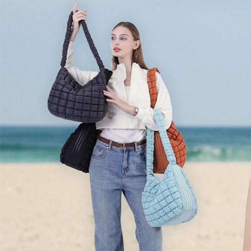 Image of VH&GRED Puffer Quilted Carryall Bag Large Padding Tote Lightweight Crossbody Purse Casual Hobo Handbag for Women