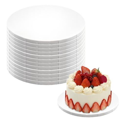 12 PCS Cake Drums, 1/2 Inch Thick 10 Inch Round Cake Boards, White, Professional Quality Cardboards, Card Base