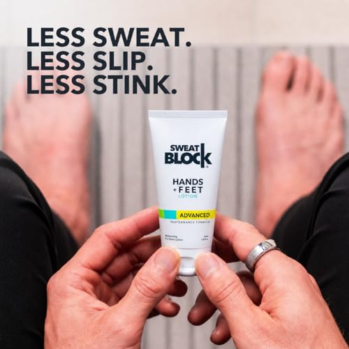 Image of SweatBlock Antiperspirant Lotion for Hands & Feet - CLINICAL STRENGTH for Men & Women - Hyperhidrosis Aid to Stop Excessive Sweating - Reduces Foot Odor - Moisturizing w / Aloe - Travel Size 1.69 fl oz