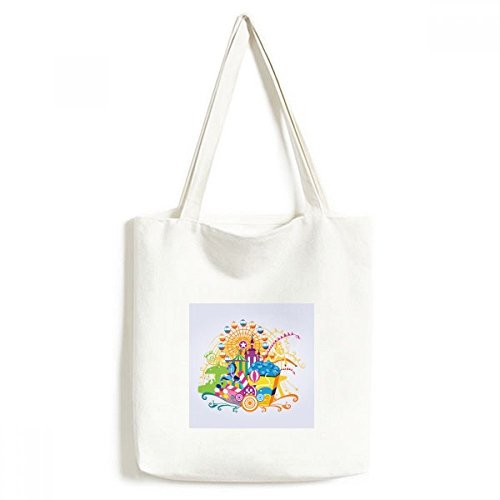 Sac fourre-tout lavable multicolore 33x40cm pour shopping et loisirs
