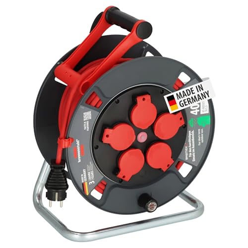 Brennenstuhl Kabeltrommel 300 KU 4110 40m outdoor IP44 (Made in Germany 5 Schutzkontakt-Steckdosen Überhitzungsschutz kurzfristiger Einsatz im Außenbereich)
