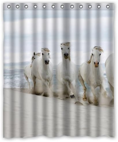 Great design six white horse on the seaside Custom Shower Curtain 60x72 Inch Cute
