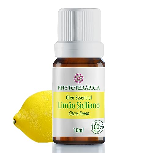 PHYTOTERAPICA- Óleo Essencial de Limão Siciliano -Para Difusor, Massagem e Aromaterapia -Ameniza angústia, proporciona clareza e ânimo e é indicado para massagens - 100% Puro e Natural - Cítrico, 10ml