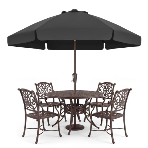 Image of ABCCANOPY 7.5ft Scalloped Patio Umbrella, Outdoor Table Umbrella with Tilt and Crank, Fiberglass Ribs Deck Umbrella for Patio, Pool, Garden, Picnic (Dark Gray)
