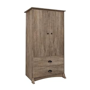 Prepac Salt Spring Rustic Wardrobe Closet with Drawers and 2 Doors Farmhouse Armoire Portable Closet 22 D x 315 W x 5875 H Drifted Gray DDC 3359 K