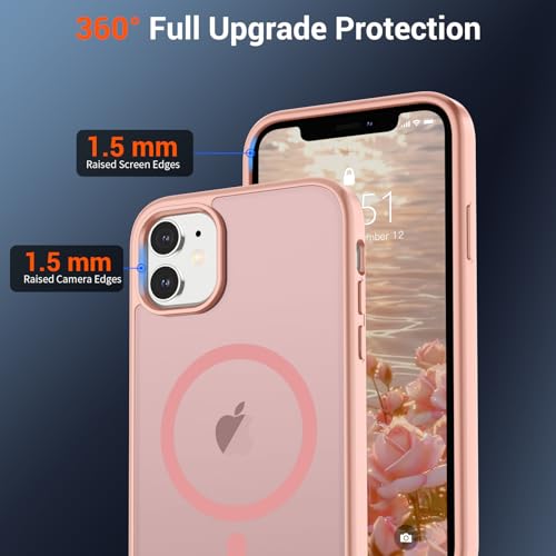 Image of SUPFINE Magnetic for iPhone 12 Mini Case & iPhone 13 Mini Case (Compatible with MagSafe) (Military Grade Drop Protection) Slim Translucent Matte Shockproof Phone Cover,Pink
