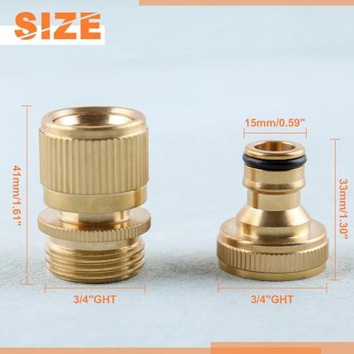 GOLD DEER Garden Hose Quick Connect Solid Brass Quick Connect Fittings Water Hose Connectors 3/4 inch GHT Hose Fittings Hose Attachments Pressure Washer Adapter 2Set,2Female and 2Male - Image 4
