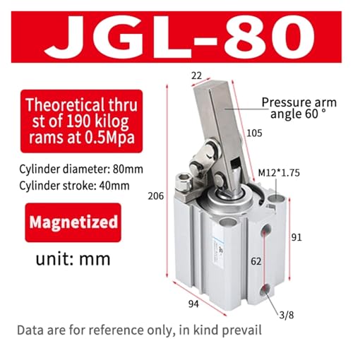 Vérin de serrage pneumatique JGL-32 compact avec bras presse rotatif