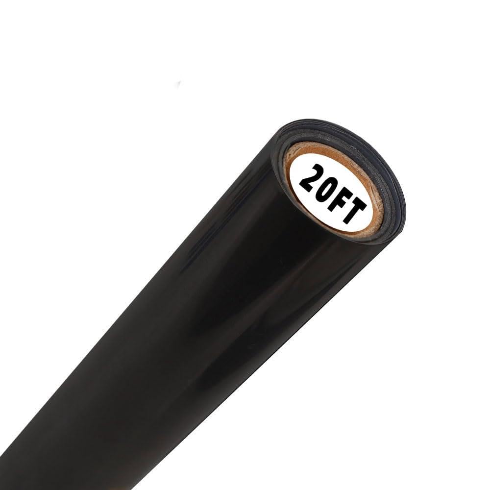 FUNKAKA Reflective Heat Transfer Vinyl Black HTV Roll, 12" x 20ft