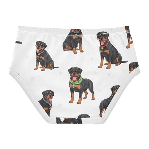 Cute Rottweiler Dogs Paw Print Little Girl Panties Toddlers Underwear Floral Cotton Stylish Briefs Kids Undies 2t2