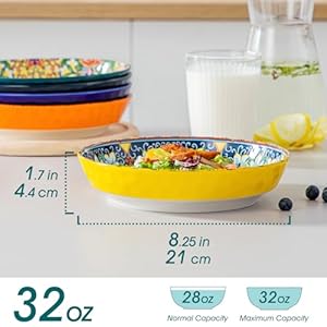 vancasso Pasta Bowls, Ceramic Salad Bowls of 6, 32 oz Large Corlorful Serving Bowls for Kitchen, Dishwasher & Microwave Safe Soup Bowls, Pasta Plates vancasso Pasta Bowls Ceramic Salad Bowls of 6 32 oz Large Corlorful Serving Bowls for Kitchen Dishwasher Microwave Safe Soup Bowls Pasta Plates