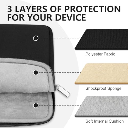 HEDUGO Laptop Sleeve Bag Compatible with 15 to 16 inches MacBook Air/Pro Chromebook Notebook Case with Zipper Accessory Pocket Padded Computer Pouch Cover Protective for 15” to 16” Laptop,Black by HEDUGO - Image 5