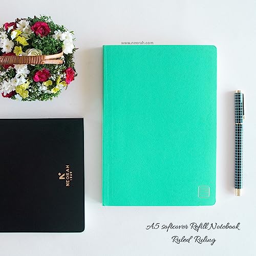 Image of NEORAH - A5 Ruled Notebook Soft Cover | Journal Refill | Ruled Journal | 110 GSM | 160 Pages (Size 21 cm x 14.8 cm) Planner Journaling Writing Note Taking Diary, Travellers Journal -Teal