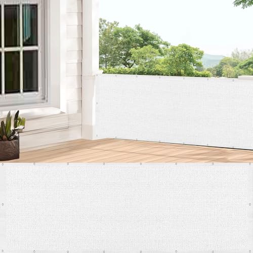 GUOJUN Pantalla Privacidad Balcón 55 x 800 cm Protección UV, Prueba de Viento, Transpirable Protector de Visión para Balcón Protección de Privacidad para Exterior Jardín, Blanco