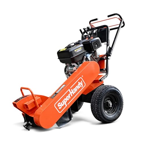 Superhandy 15HP Gas-Powered Stump Grinder with Electric Start, 420cc Engine, Sweep Function, Adjustable Angled & Foldable Handle, 8 Tungsten Carbide Teeth