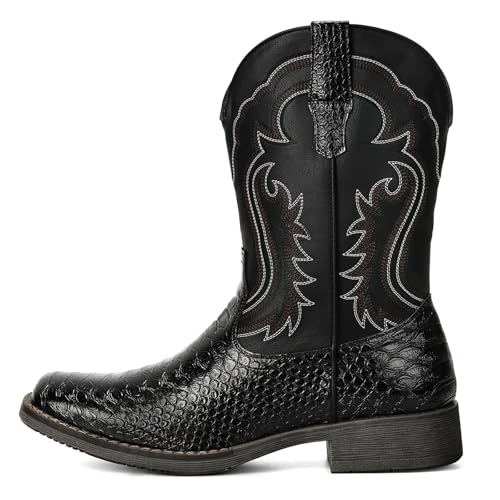 Image of IUV Cowboy Boots for Men Western Boots Square Toe Mid Calf Cowboy Boot
