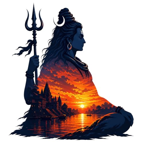 Image of Rangoli Shiva Wall Sticker Self-Adhesive 22 x 24 Inch Waterproof Wall Decor for Living Room Bedroom Office Mahadev Meditation Wall Decal