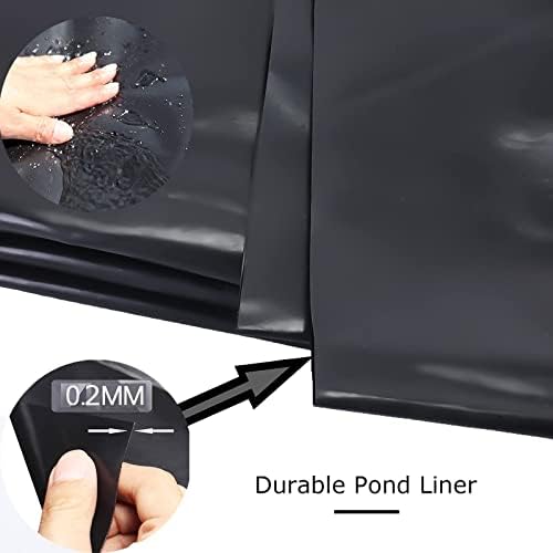 Heavy Duty Waterproof Pond Liner | Durable Black Polythene Sheeting for Fish Pools & Water Gardens | Heavy-Duty Damp Proof Tarpaulin Membrane (7x8m/23x26.2ft)