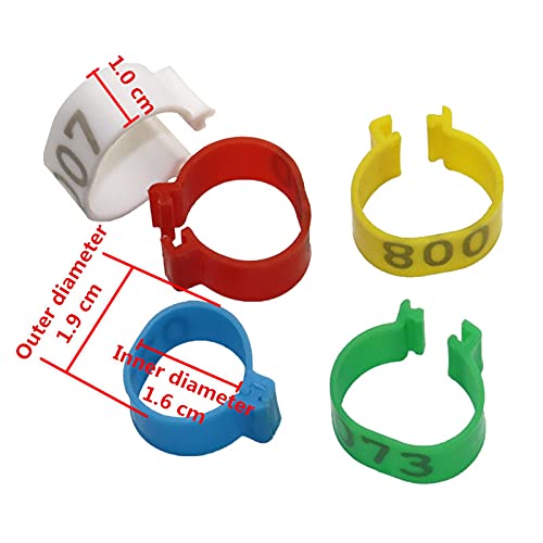 Anillas para aves pollos y patos anillos de plástico de 16mm con marcador numerado verde 4
