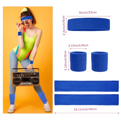 Image of v28 Neon Leg Warmers Set for women Headband Sweatbands Wristbands 80s 90s Pink Running Fanny 80's Plus Size Costumes Pack
