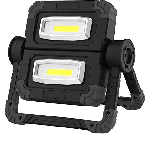 Lampe de travail LED rechargeable et portable étanche USB 2 COB 2000LM avec support pour réparation de voiture, camping, randonnée, éclairage de chantier, rotation à 360 ° Cover