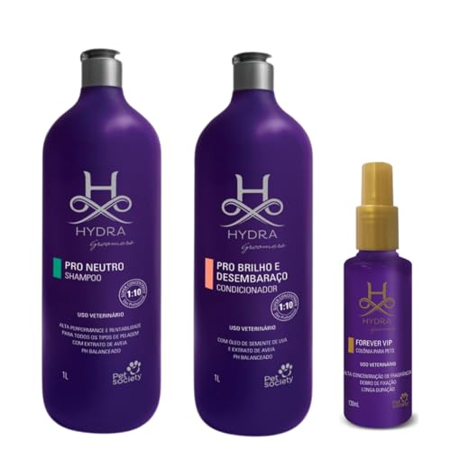 Kit Shampoo Pro Neutro Condicionador Brilho e Desembaraço1l E Colonia Forever Vip 130ml Hydra Gromme