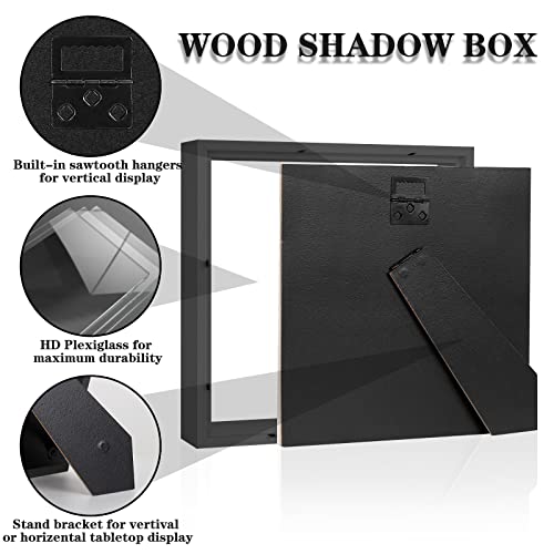 Califortree 8X8 Shadow Box Picture Frame With Soft Linen Back - Metal Push Pins Included, Memory Box Display Case For Memorabilia Flower Awards Medals Wedding Photos, Black #TOP1